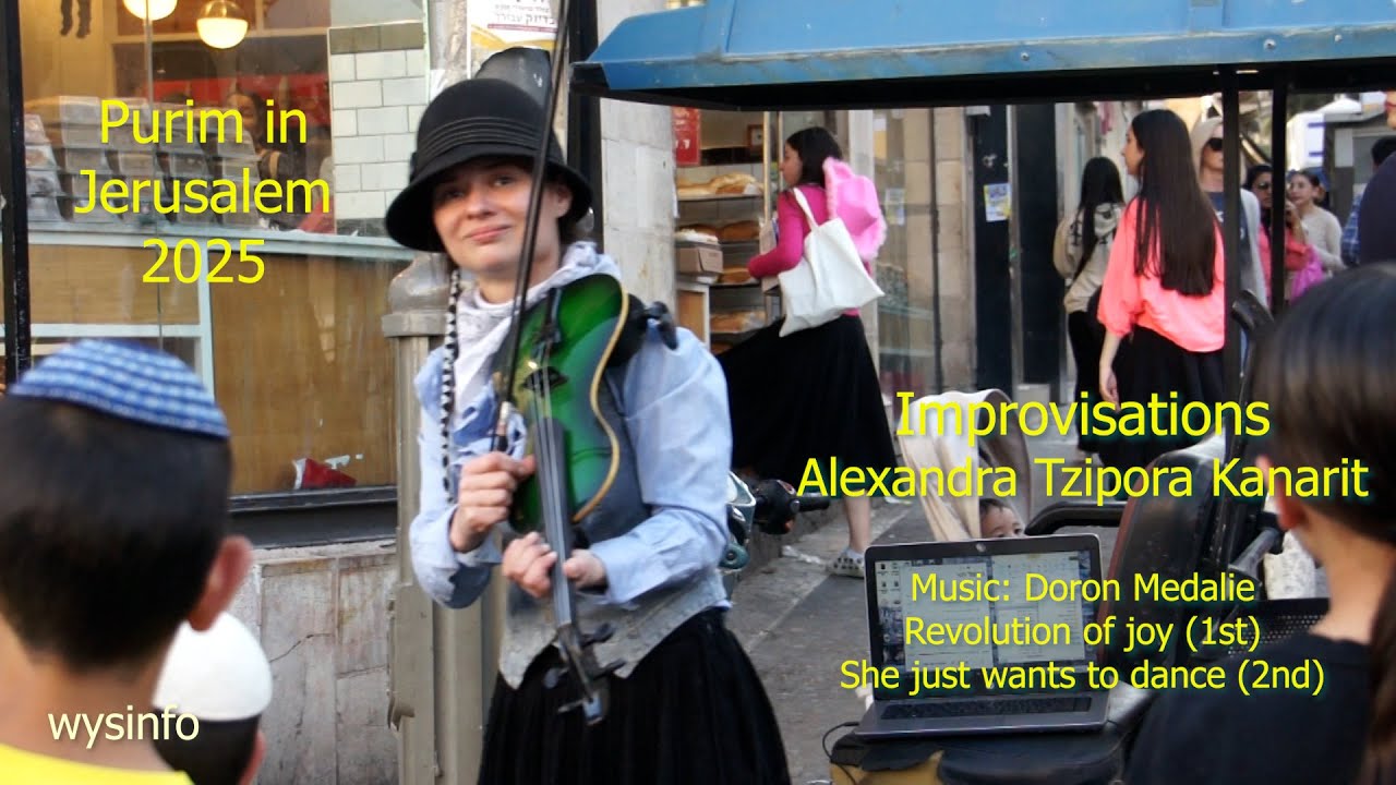 Alexandra Tzipora Kanarit, violin-artist in Jerusalem. Purim 2025