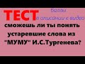 ТЕСТ!!! ПРОВЕРЬ СЕБЯ по произведению И.С.Тургенева "МУМУ"// УСТАРЕВШИЕ СЛОВА