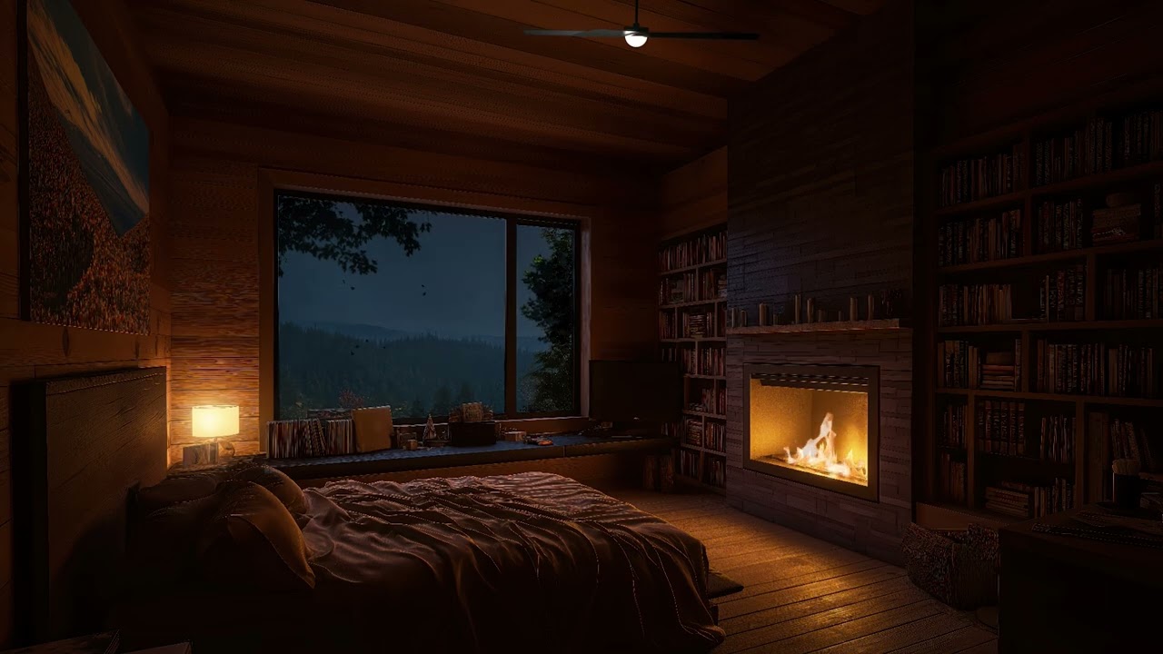 🎧 30 minutes relaxing with sounds of rain and fireplace | ASMR RELAXING 4K [SLEEP, STUDY, CHILL...]