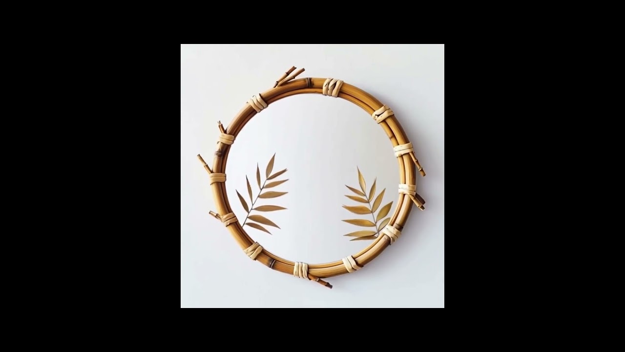 Natural bamboo woven round mirror: Hang the natural light and shadow on the wall