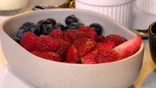 Baked Tradouw coconut, pear and berry tarts