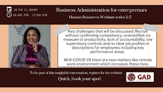 Business Administration for entrepreneurs - Human Resources Webinar series 2/5