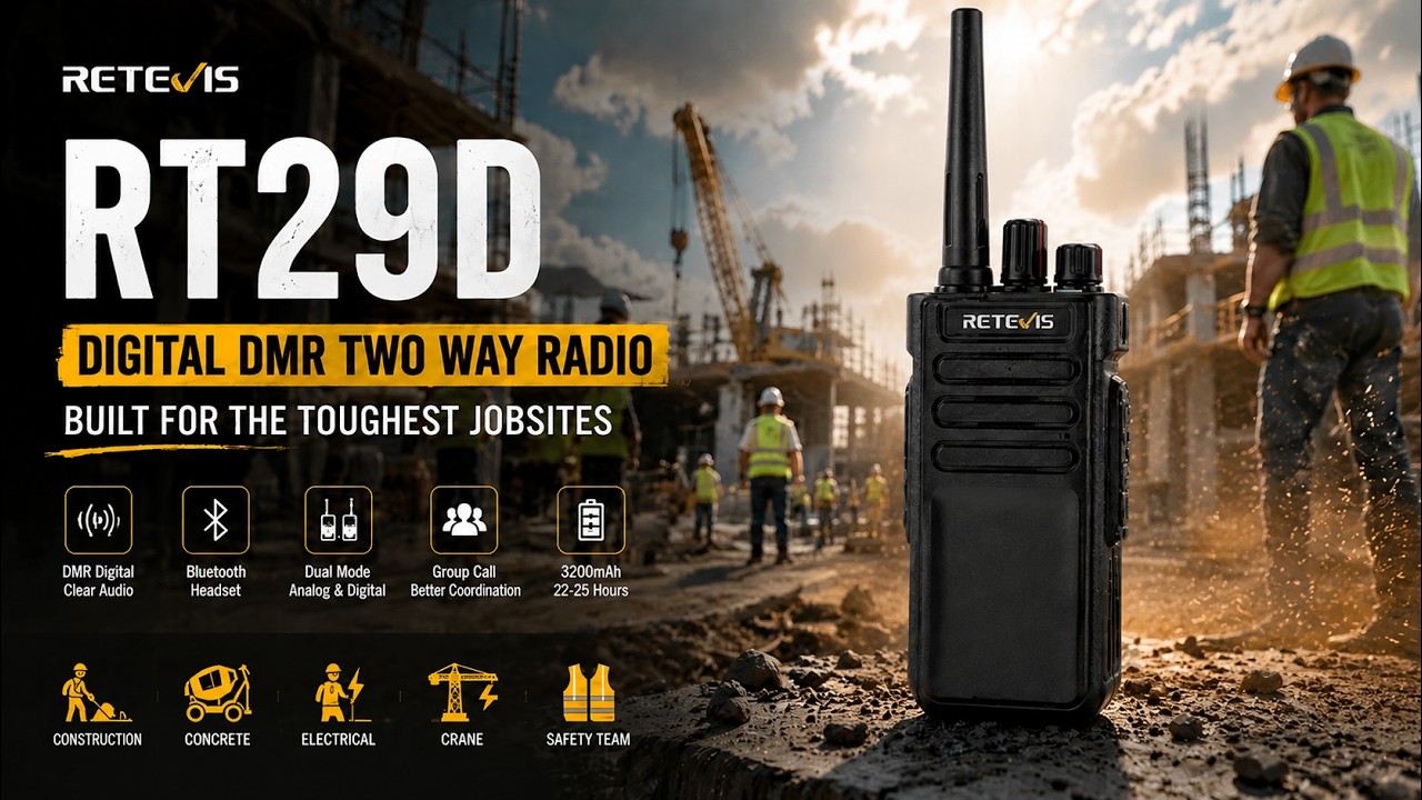 Retevis RT29D Long Range Waterproof Radio with Waterproof Speak Mic