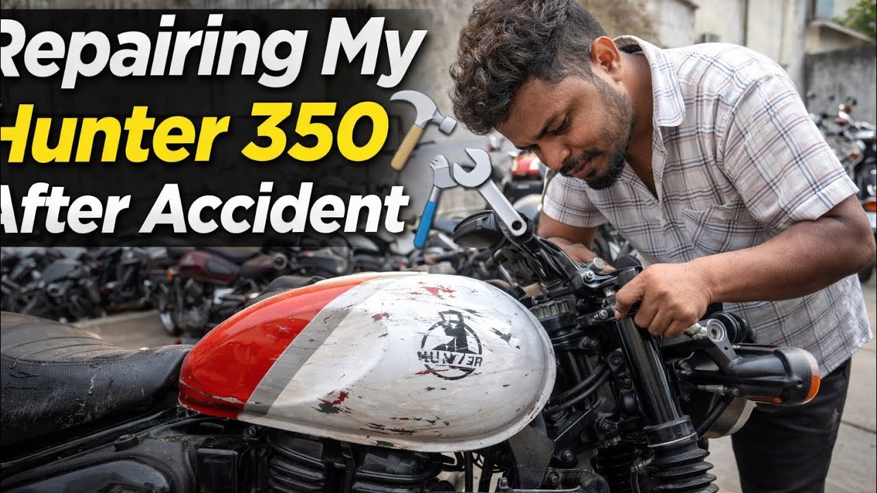 ⚒️Reparing My Hunter350 After Accident ⚠️ #hunter350 #accident #repairing #hunter350servicing #viral
