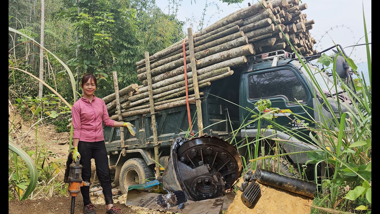 Полное видео: Женщина-механик спасает лесовоз в глухом лесу