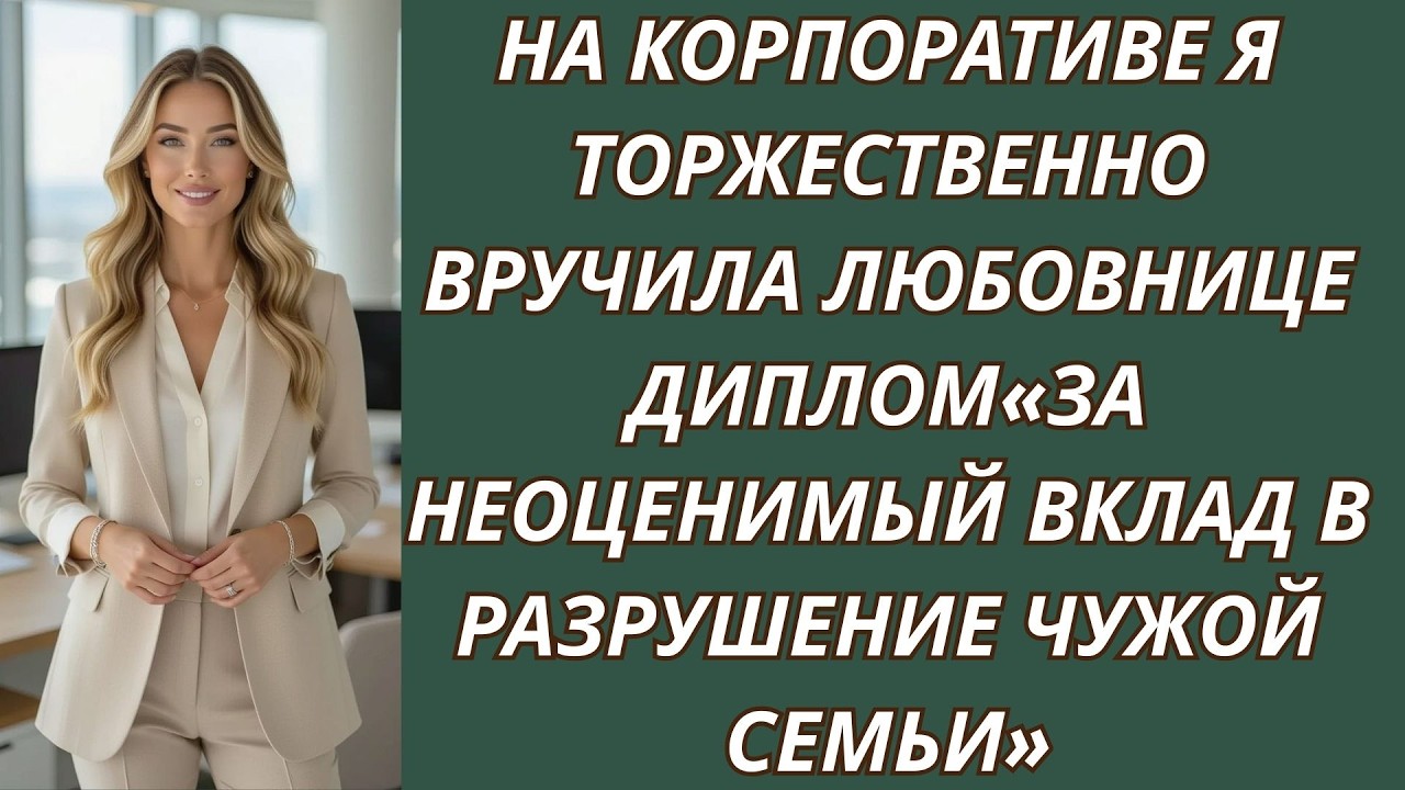 На корпоративе я торжественно вручила любовнице диплом«За неоценимый вклад в разрушение чужой с