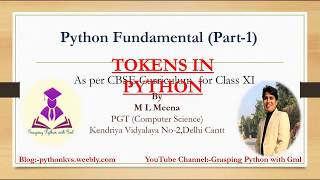 PYTHON FUNDAMENTAL (TOKENS IN PYTHON )