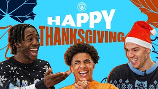 HAPPY THANKSGIVING! | Man City players try Thanksgiving food for the first time!