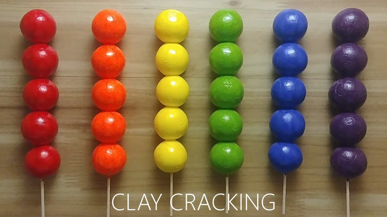 Rainbow Tanghulu clay cracking 2 천사점토 무지개 탕후루 점토 부수기 2