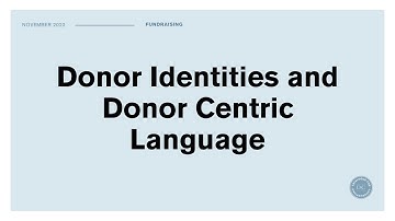 Learning Commons Webinar: Donor Identities and Donor Centric Language