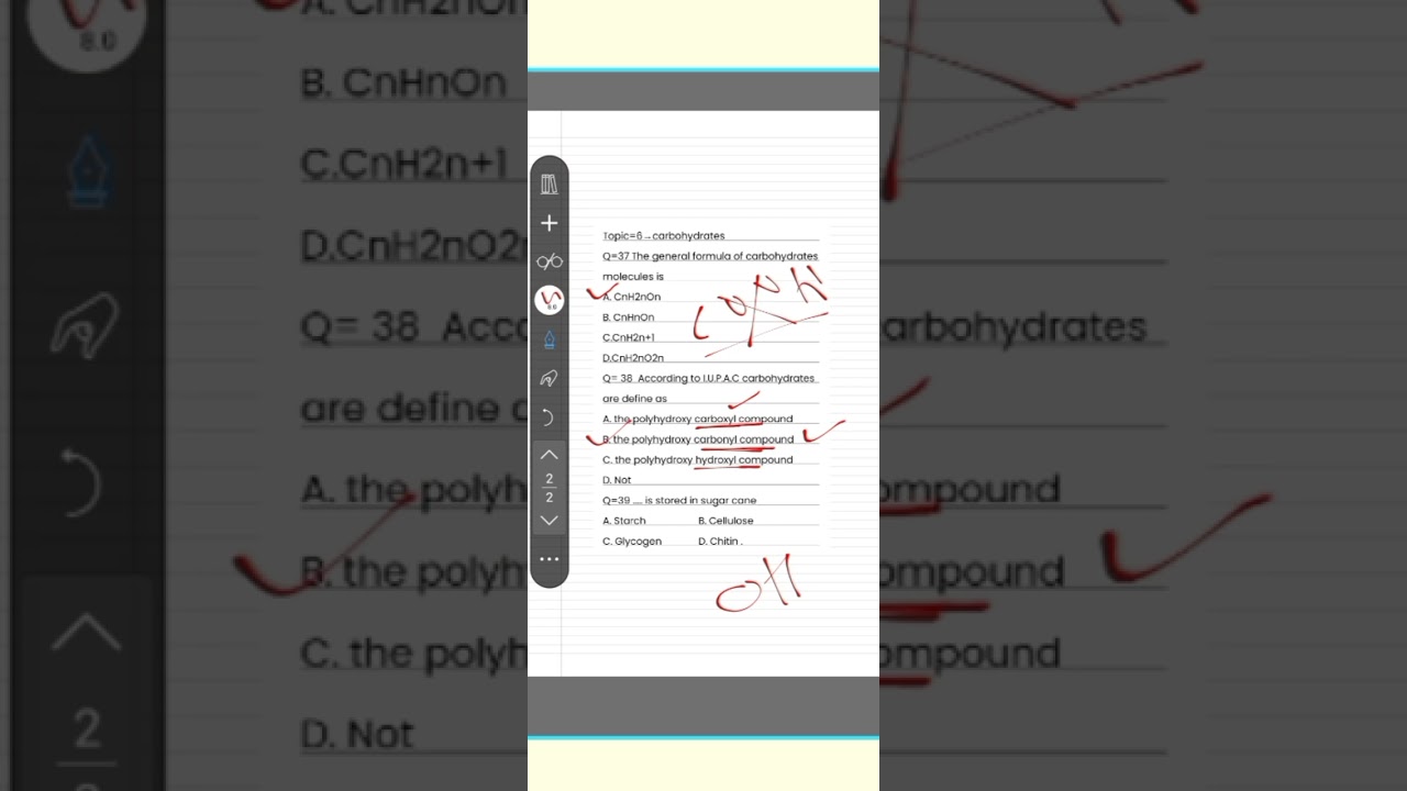 Topic= Carbohydrates (monosaccharides) | PMDC syllabus | MCQS 100% from STB . Part =3 🎯