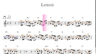 lemon レモン（米津玄師）key=Am固定ド／ドレミで歌う楽譜【コード付き】