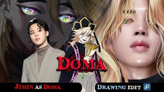 @BTS  Jimin as Doma from Demon Slayer | BTS Park Jimin Speed Art #bts #jimin #btsarmy Resimi