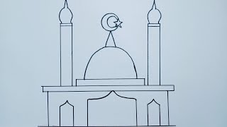 Cara Menggambar Masjid Sangat Mudah || How To Draw Mosque
