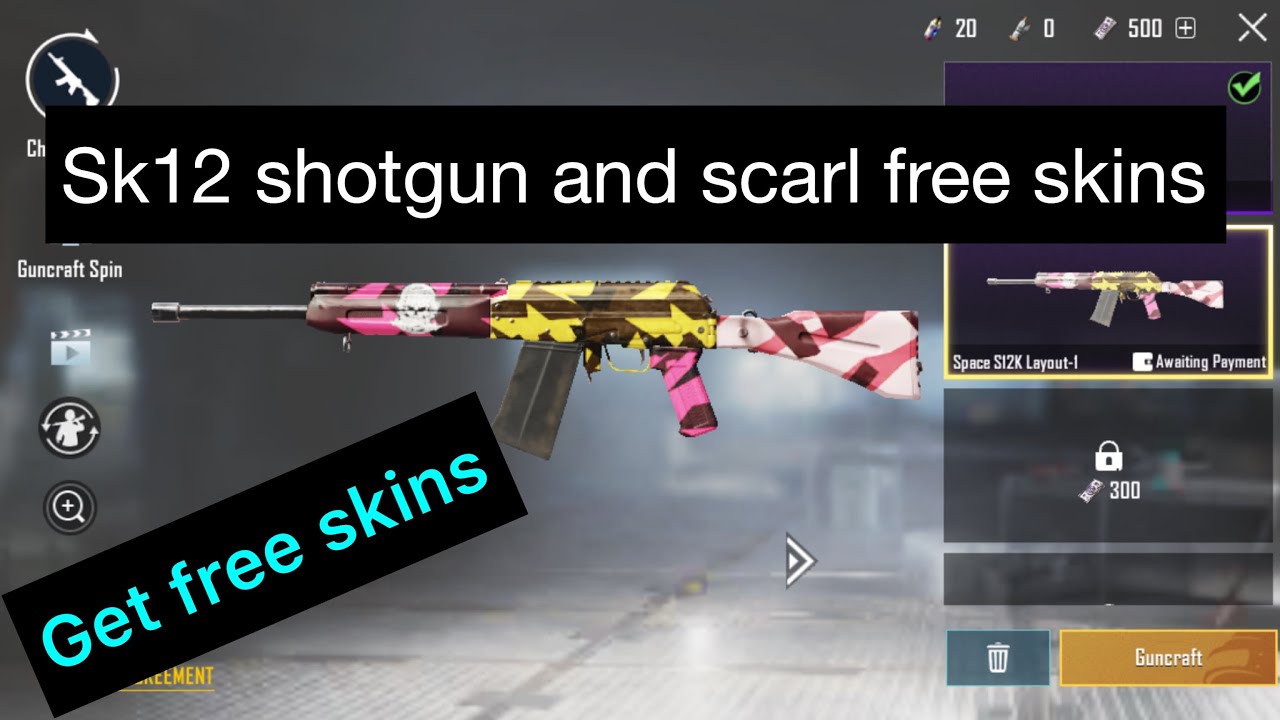 How to get free skin of Sk12 shotgun and scarl - YouTube