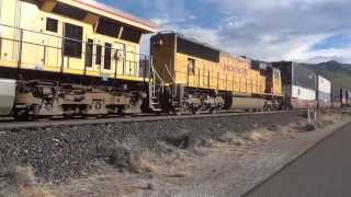 EBD Union Pacific Railroad #7600 stacktrain passes Mogul, NV 6/6/13