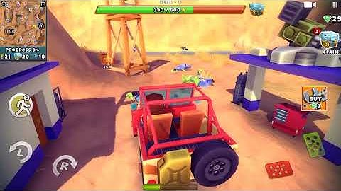 Zombie Safari - Gameplay Driving throw the car Part 1 - Harbor (iOS, Android)