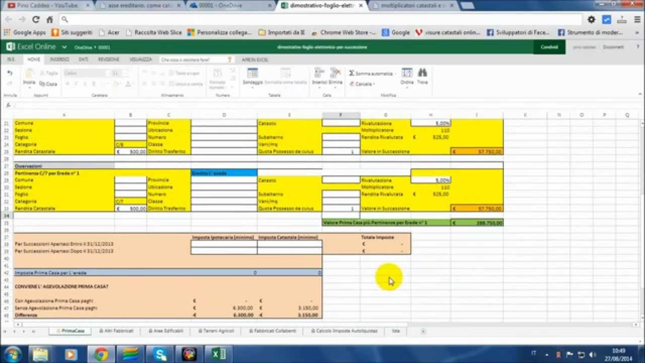 Calcolo delle imposte ipotecaria e catastale col foglio elettronico ... Calcolo imposta ipotecaria e catastale successione