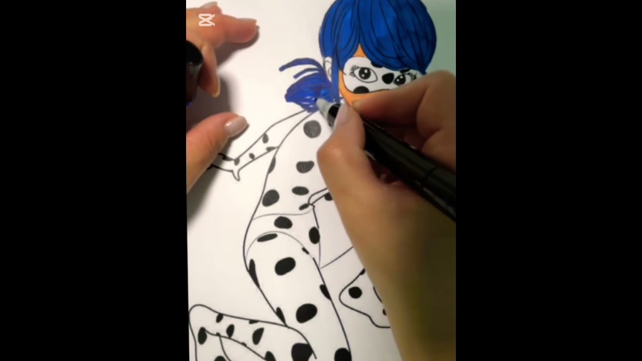 Ladybug coloring page. A superhero girl in red with black spots. 🐞✨