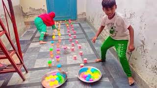 1v1 cup race split win 🥰 family games 😍 glass hand ball games # familygames challenges