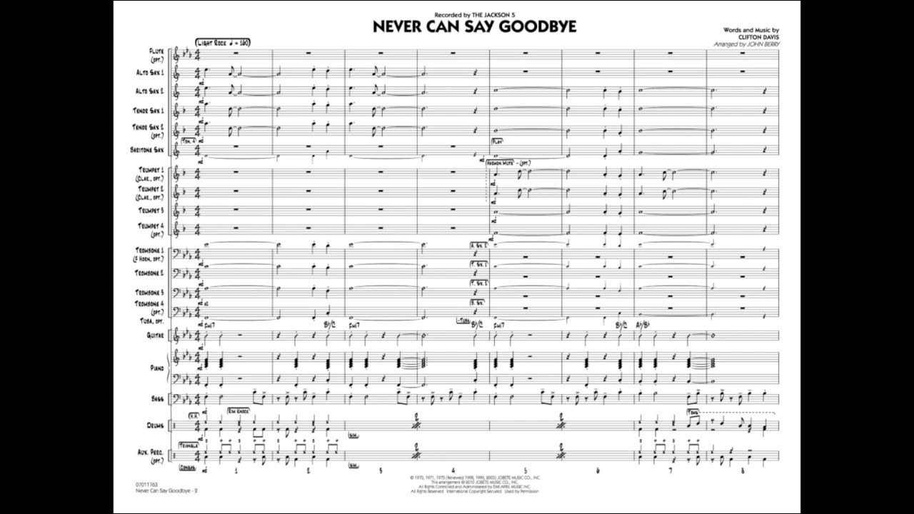 Never Can Say Goodbye (Sheet Music) Easy Jazz Ensemble Series