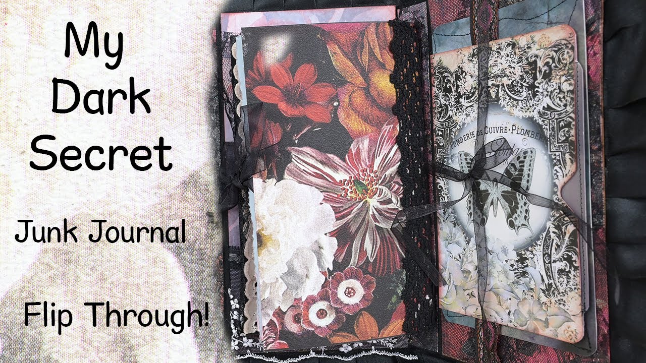 Lacy, elegant and mysterious clutch-style Junk Journal "My Dark Secret" Flip Through (SOLD)
