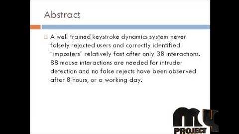 Final Year Projects | Continuous authentication, using behavioral biometrics