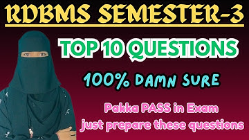 Top 10 Questions | RDBMS | Degree 3rd semester Bcom Computers RDBMS | Thses are enough to score good
