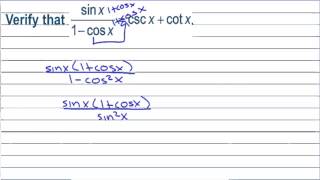 Honors Precalculus Section 5.2 Verifying Trigonometric Identities