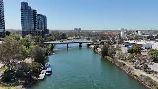 Maribyrnong River Footscray from the air, West Gate Tunnel to Footscray, Victoria, Australia