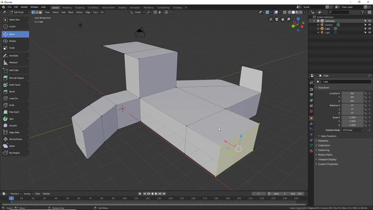 40 CURSO COMPLETO BLENDER 2.8 MODELADO 3-D DE BÁSICO A AVANZADO UDEMY Herramienta Extrusión