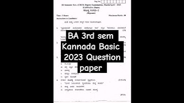 BA 3rd sem Kannada Basic 2023 Question paper Ranichannamma University #trending #backbenchers