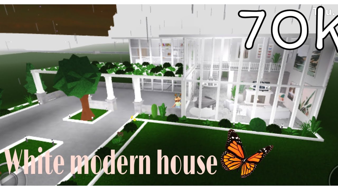 Bloxburg White Modern House 70k Youtube