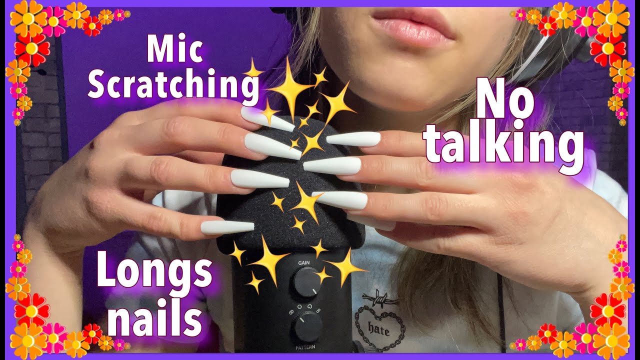 Asmr No talking/ longs nails Mic scratching 💅🎙️ (binaural) - YouTube