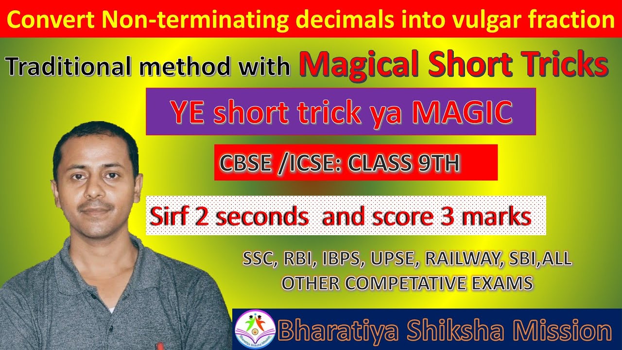 Convert Nonterminating Decimal Into Vulgar Fraction Class 9th CBSE convert-nonterminating-decimal-into-vulgar-fraction-class-9th-cbse