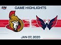 NHL Highlights | Senators vs Capitals – Jan. 7, 2020