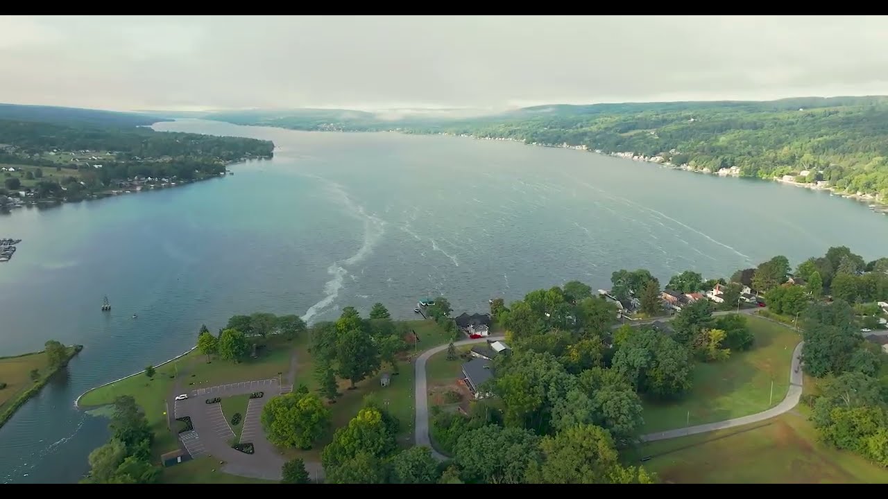 Aerial view of Penn Yan and Keuka Lake, Penn Yan, New York