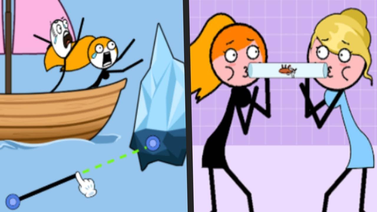 ESCAPE ROPE vs BRAIN TRICKY PUZZLE - All levels New UPDATE Double STICKMAN gameplay (Android/ios)