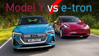 Электриков вызывали? Tesla Model Y и Audi e-tron. Электрокроссоверы по 6 млн рублей. Это будущее?