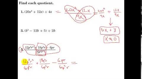 Glencoe Algebra 1 - 11.5 - Dividing Polynomials