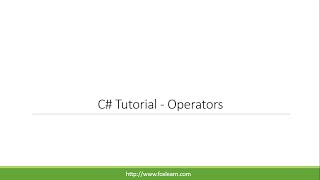 C# Tutorial - Operators