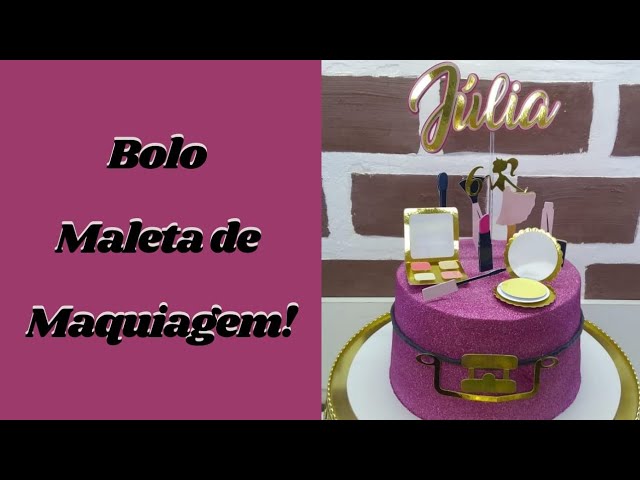 GLOW CAKE MALETA DE MAQUIAGEM, BOLO COM GLITTER TENDÊNCIA, GLOW CAKE  MALETA DE MAQUIAGEM