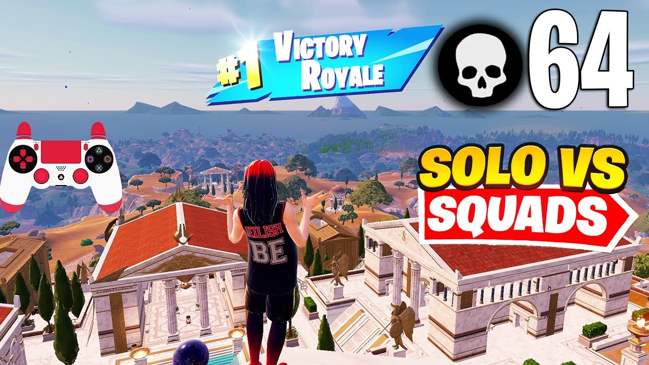 64 Elimination Solo Vs Squads Gameplay Wins Fortnite Chapter 5 Season 2 PS4 Controller