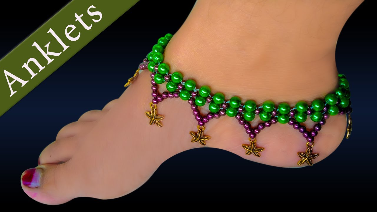 DIY Anklet making at home //পুতির নতুন ডিজাইন পায়েল//Easy Anklets @Reyahandicraft