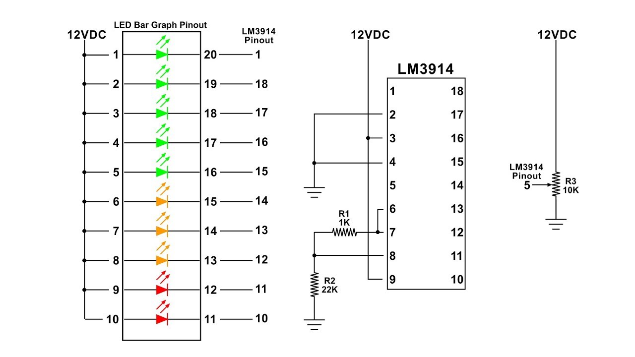 LED Volume Display LM3914 LED Bar Display Driver - YouTube