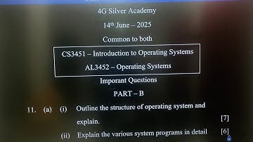 CS3451 and AL3452 Important Questions Introduction to Operating Systems  Operating Systems June 2025