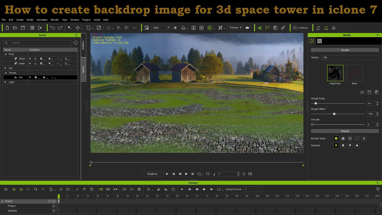 how to create backdrop image for 3d space tower in iclone 7 | iclone 7 animation tutorial in Hindi