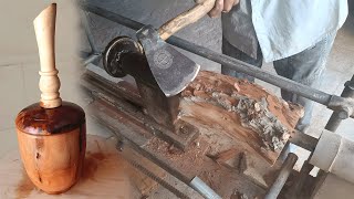 Amazing Woodworking Turning a wooden container on a lathe