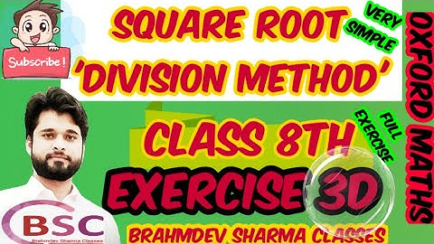class 8 exercise 3D | Oxford math | Square root Division method | @BrahmdevSharmaClasses
