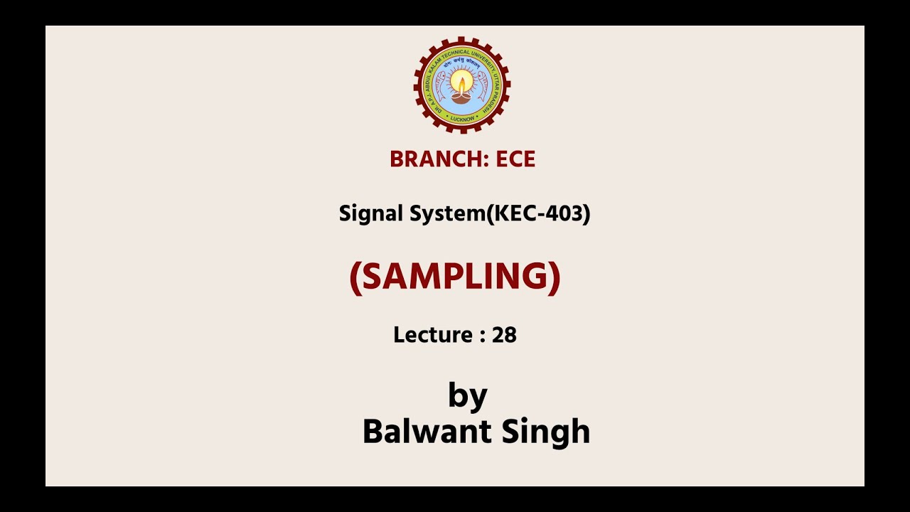 Signal System | Sampling | AKTU Digital Education